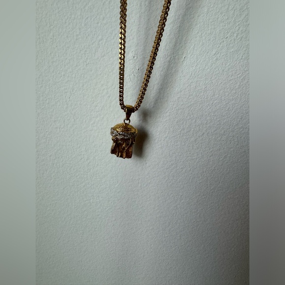 JESUS PIECE PENDANT 0.34 CT ROUND SIMULATED DIAMOND NECKLACE - Picture 6 of 7